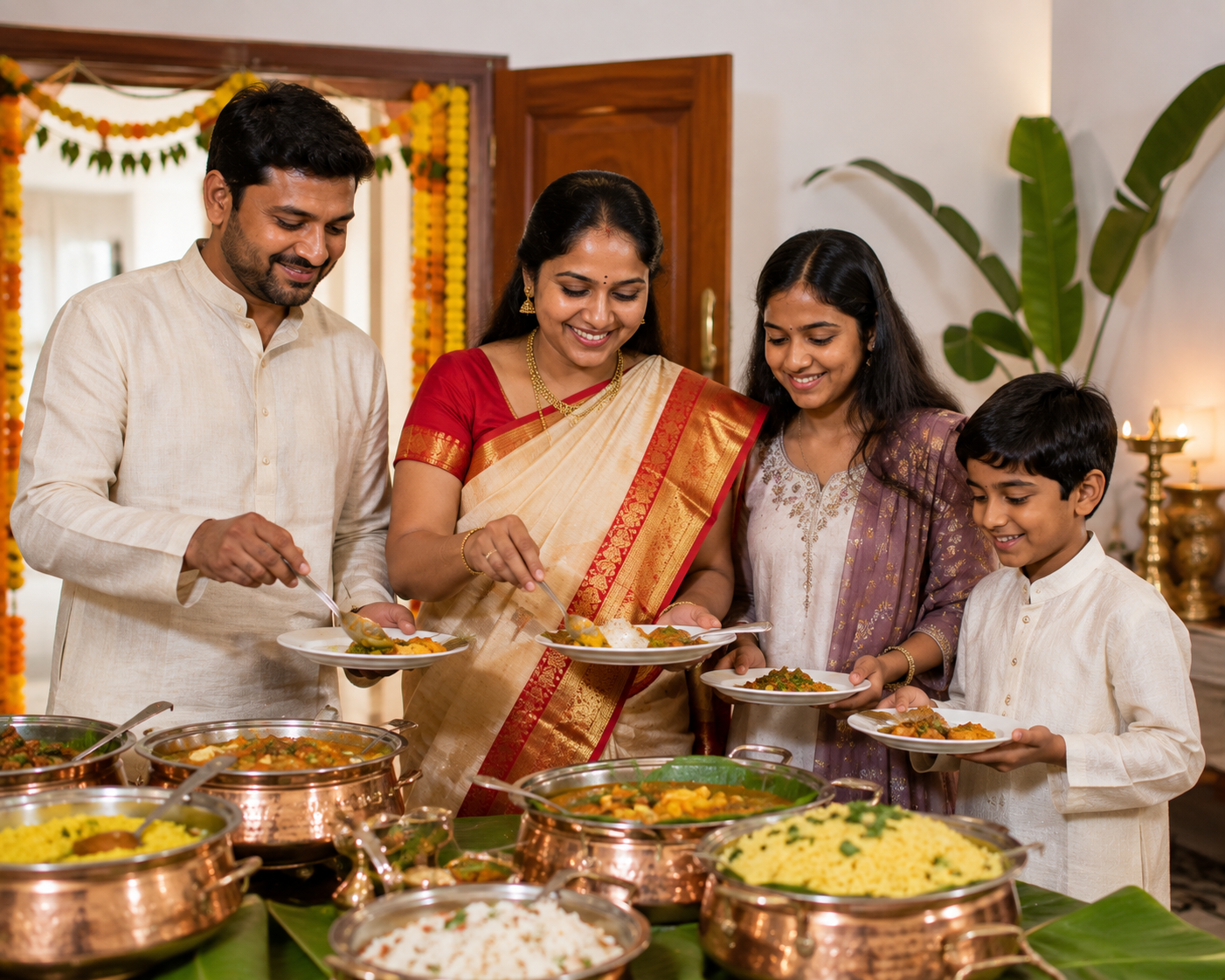 Festive Indian Family Buffet Feast